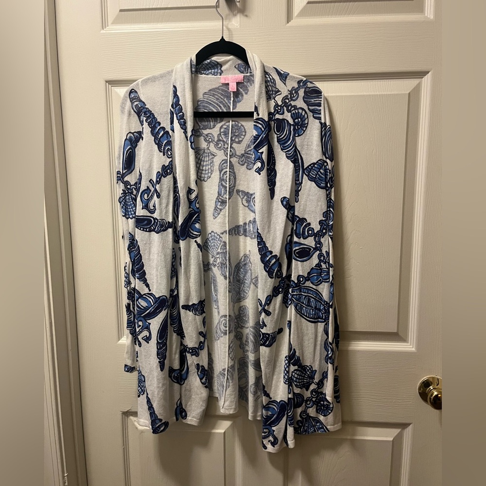Lilly Pulitzer Blue and Cream Nautical/Ocean Themed Knit Sweater SZ SM